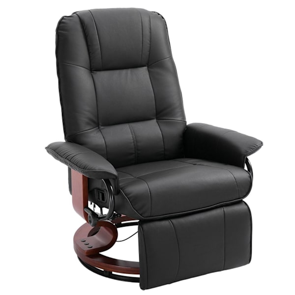 Rootz Relax stol - Solstol - Konstläder - Fotstöd - Vridbar - Tiltbar - Trä - 78 x 87 x 100 cm - Svart - Brun