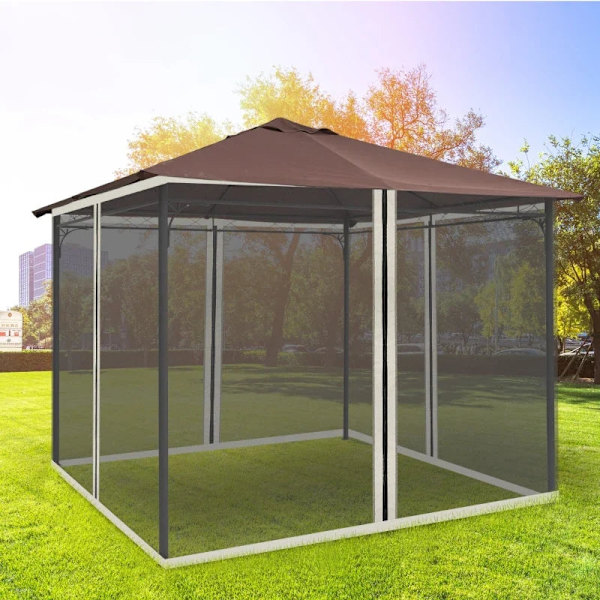 Rootz myggnät - 4 sidopaneler flugnät med krokar - myggnät med dragkedja - insektsskydd - flugnät - nylon - mesh svart - 302L x 207H cm