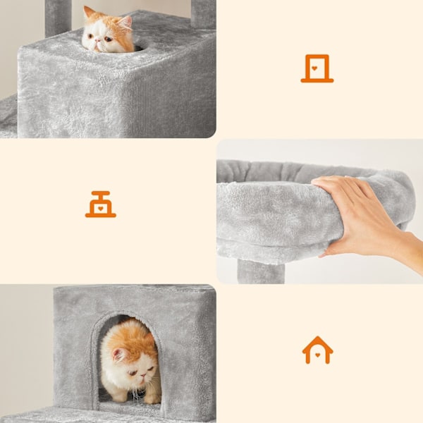 FEANDREA kattskrapstolpe - Kitty Tree - Cat Tower - Plyschyta - Observationsplattformar - Mysig grotta - Solstol - Rejäl hängmatta - Sisalstolpar - Tr
