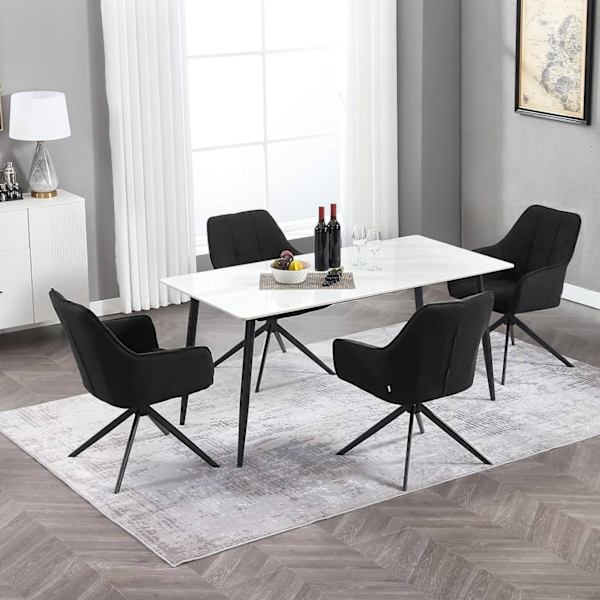 Rootz Swivel Dining Chair Set Bekväm vadderad - Chenille Manchester - 360° rotation - Ergonomisk design - 58cm x 86cm x 63,5cm