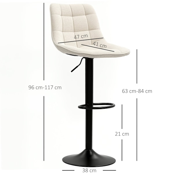 Rootz Modern 2 Set roterande stångstolar - Justerbar avföring - vadderade stångstolar - Höjd mångsidig 63-84cm - 47b x 53T x 96-117H cm