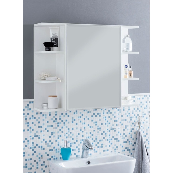 Rootz kaappi valkoinen 80x64,5x20cm lastulevy - Peilikaappi Moderni - Design kylpyhuonehylly Vapaasti kelluva - Peilikaappi - Kylpyhuonekaappi puinen