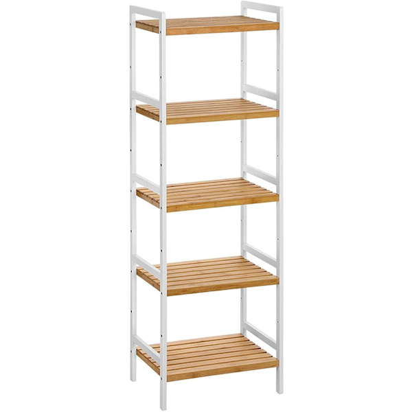 Rootz reol - Opbevaringsstativ - Køkkenskab - Bambus - Hvid - Beige - 5 niveauer - 45 x 31,5 x 142 cm