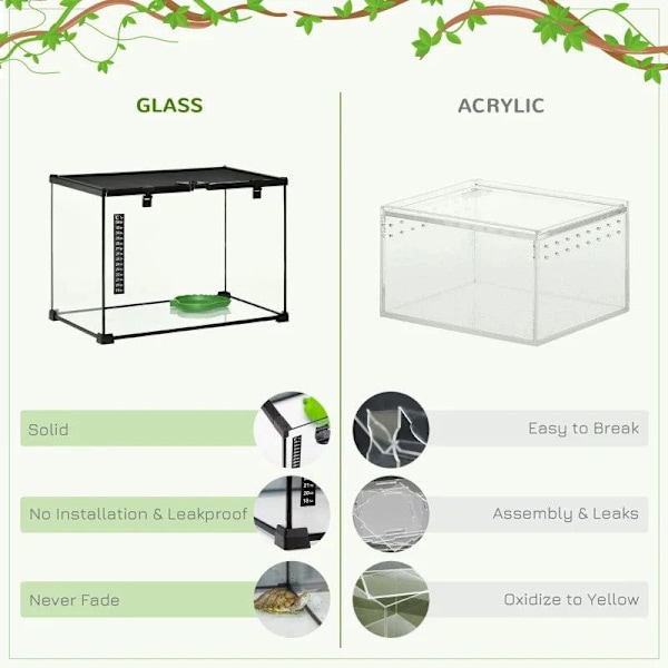 Rootz Terrarium - Terrarium för reptiler - Reptilmatningslåda - Glasterrarium - Spindeldjur med termometer Reptiluppfödningslåda - Metall - Svart - 50