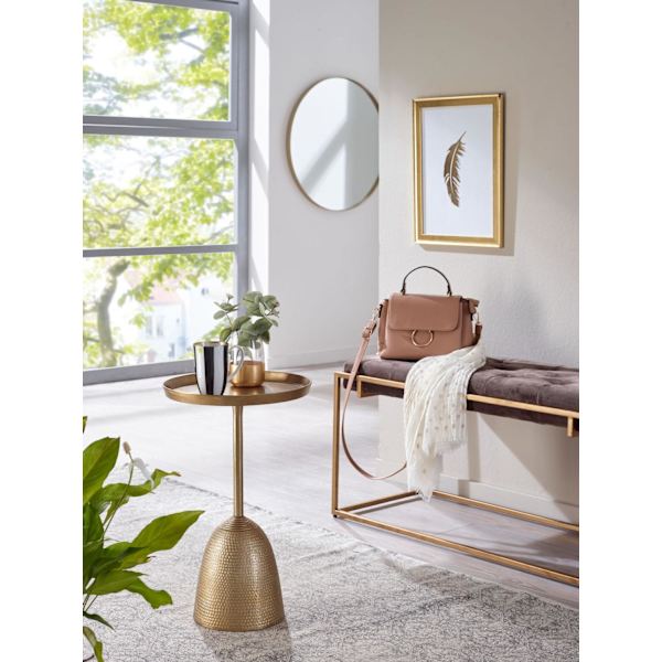 Rootz sidobord guld 33x33x53 cm sidobord aluminium - Runt soffbord i metall - Vardagsbord Soffa Modern - Soffbord högt