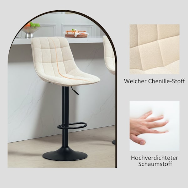 Rootz Modern 2 Set roterande stångstolar - Justerbar avföring - vadderade stångstolar - Höjd mångsidig 63-84cm - 47b x 53T x 96-117H cm