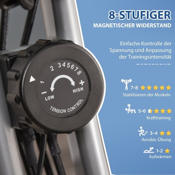 Rootz motionscykel - Stationär cykel - Inomhuscykel - LCD-skärm - Justerbart motstånd - Robust stålram - 97L x 51W x 115H cm