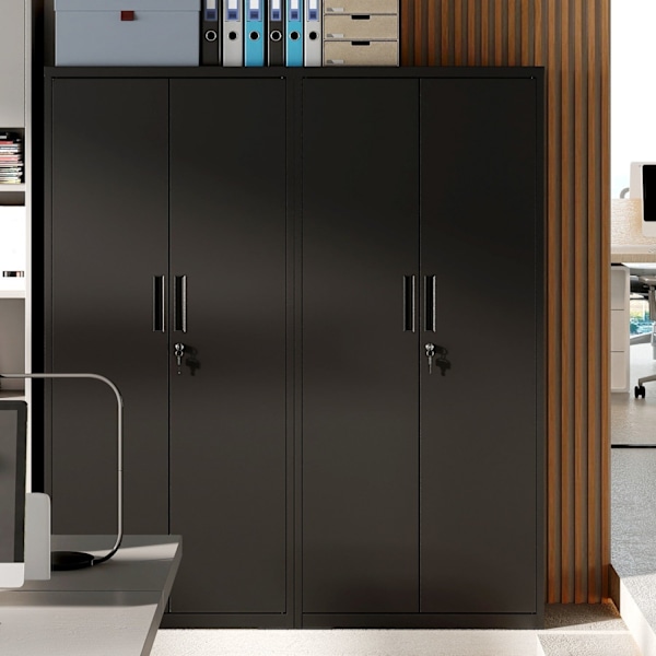 Rootz Multi -Purpose File Cabinet - Opbevaringsskab - Matt Black Cabinet - Holdbart pulverovertrukket stål - 40 x 80 x 180 cm