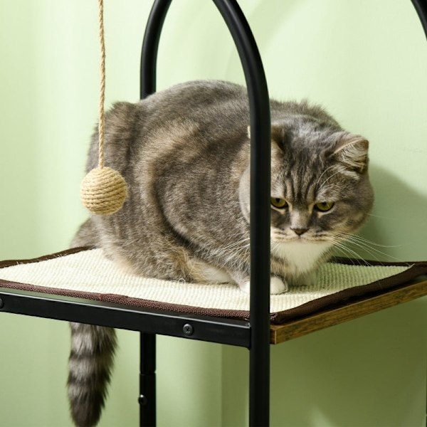 Rootz Cat Scratching Post Tree - Climbing Paradise - Cat House - Jute Rep Scratching Posts - Hängande lekboll - 80cm x 40cm x 118,5cm