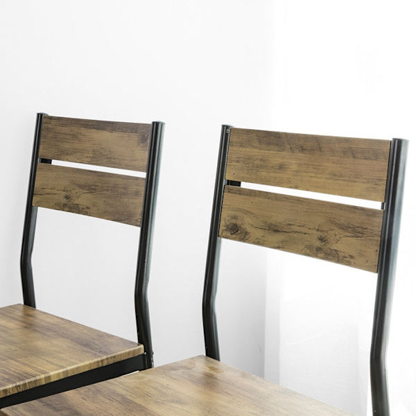 Rootz 5-delad matsalsset - Köksbord - Kontorsbord - MDF-fanerskiva - Stabil metallstomme - Industriell design - Bord: 110cm x 76cm x 70cm, Stol: 39cm