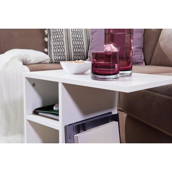 Rootz sidebord 50x50x30 cm træ hvid design sidebord sofa - Sofabord lille moderne - Lille sofabord firkantet - Sofabord højt - Smalt bord stue