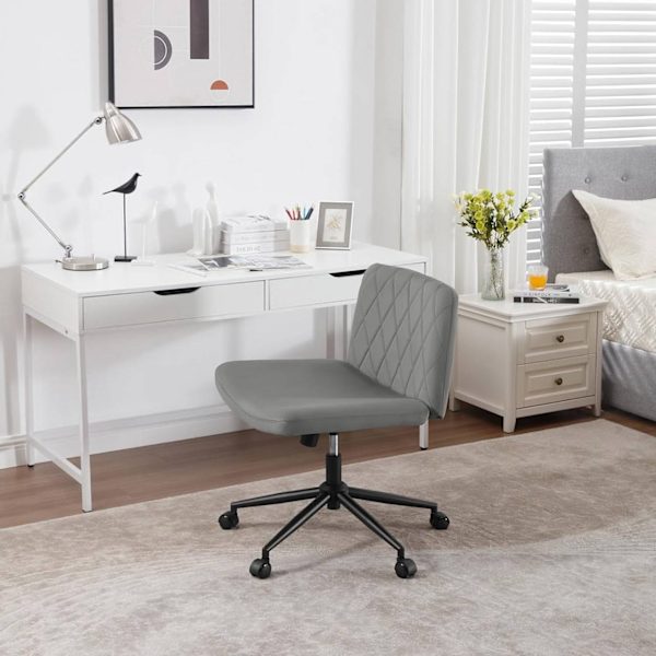 Rootz Velvet Kontorstol - Armløs skrivebordsstol - Drejestol - Diamantmønster - Ergonomisk design - 64 cm x 50 cm - Justerbar højde
