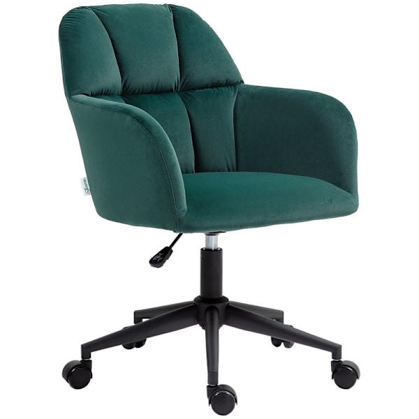 Rootz drejelig kontorstol - Skrivebordsstol - Højdejusterbar - Fløjlsbetræk - Ergonomisk design - Grøn - 58L x 58,5W x 78-86H cm