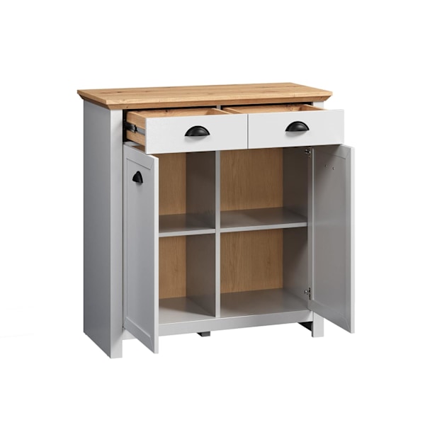 Rootz Storage Solution - Stylish Dresser - Chest - Cabinet & More in Light Grey/Artisan Oak - 91x95x41 cm