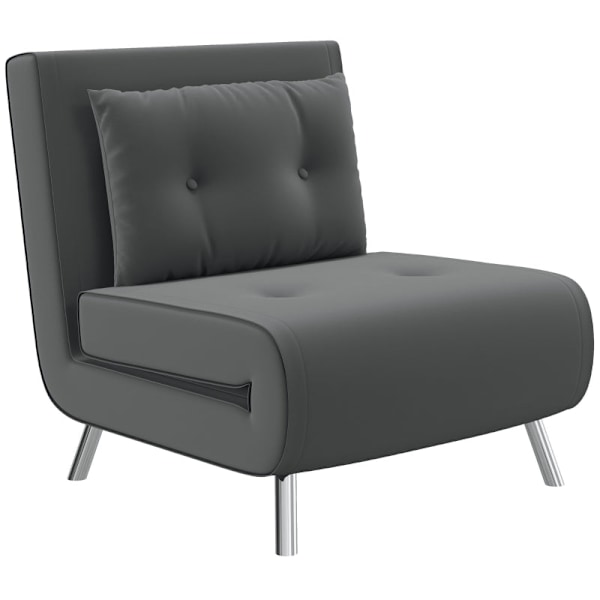 Rootz Convertible Recliner Bed - Lounge Chair - Enkelsäng - Andas sammetsöverdrag - Justerbart ryggstöd - Mörkgrå - 77L x 88W x 83H cm