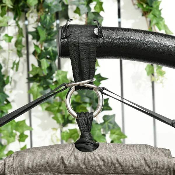 Rootz Hängstol för 2 personer - Fällbar sittkorg - Stor sittdyna - Sand + Svart - 130 x 103 x 172 cm
