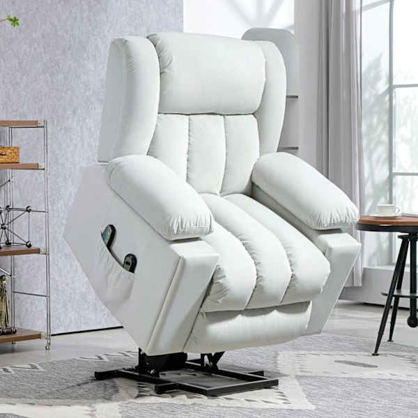 Rootz Electric Riser Stol - hvilestol - massagestol - fløjlsstof for optimal komfort - 101W x 93d x 104H cm