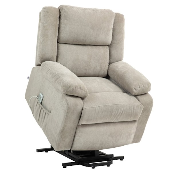 Rootz elektrisk vilstol - Lyftstol - Zero Gravity Senior Chair - Ståhjälp - Mobilitetshjälp - Ljusgrå - Plysch - 91cm x 93cm x 105cm