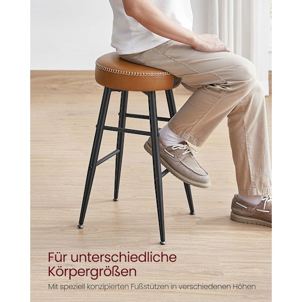 Rootz 2-delat set Barstolar - Kökspallar - Counter Height Stolar - Stålstomme - Högelastiskt skum - PU syntetiskt läder - Plywood - 49,5 cm x 49,5 cm