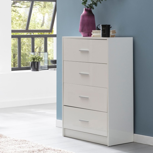 Rootz Design Skænk Hvid Højglans 60x90x30 cm Skænk Træ Moderne - Smal skuffe kommode Spisestue - Lille universalskab entre Linned kommode soveværelse