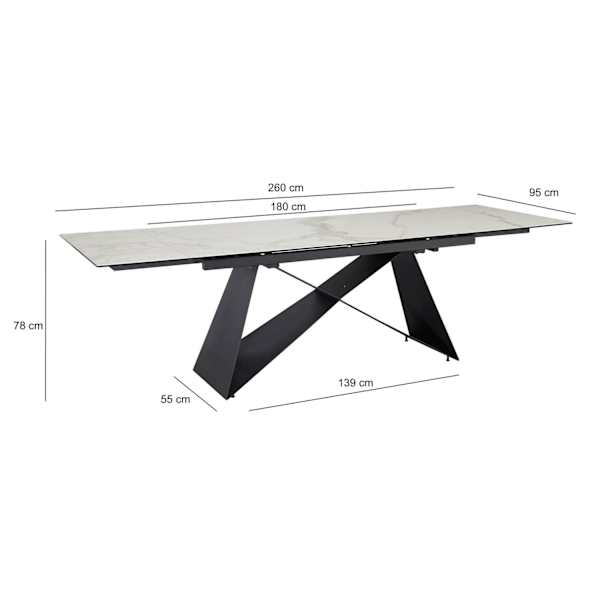 Rootz Modern Dining Table - Matsalsbord - Rektangulärt bord - Explactable - 180-260 cm x 95 cm x 78 cm