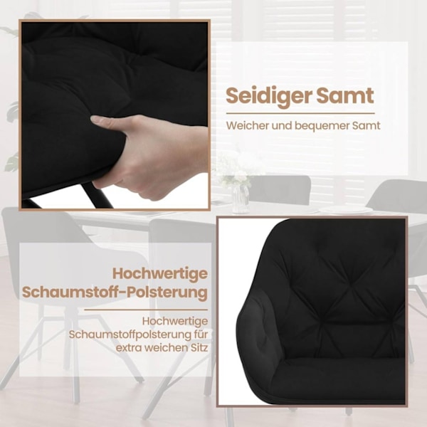 Rootz matstol - Modern köksstol - Vridbar fåtölj - Sammetstyg - Bekväm sits - 57,5 ​​cm x 82,5 cm x 53 cm