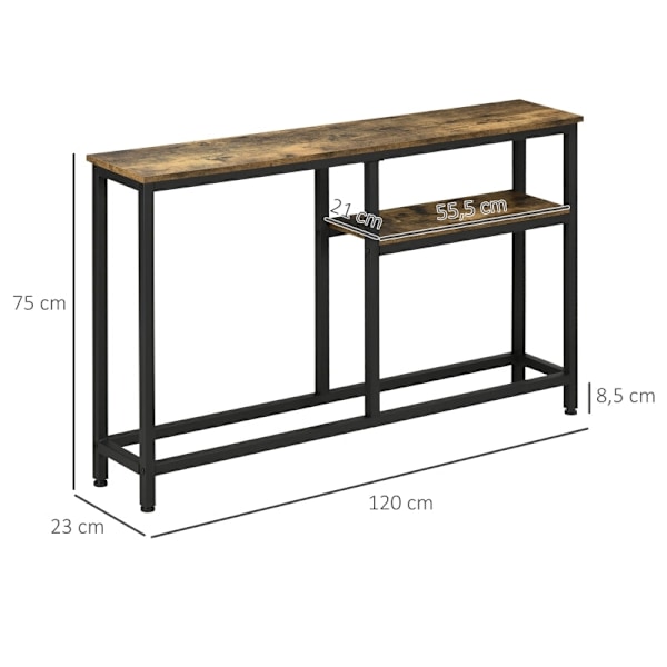 Rootz konsolbord - Sofabord - Entrébord - Industrielt design - Metal og spånplader - 120 cm x 23 cm x 75 cm
