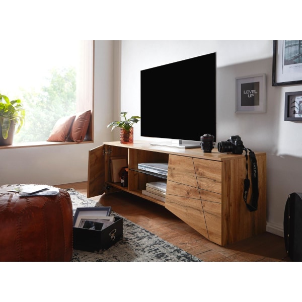 Rootz lowboard trä ek dekor 160x50x40 cm TV-byrå med två dörrar