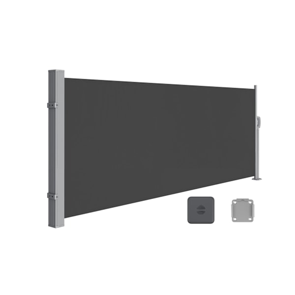 Rootz sidomarkis - Infällbar skärm - Stållåda - Rostbeständig - Utdragbar - Antracit - 140 cm x 300 cm - 6,4 kg