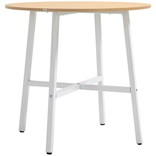 Rootz matbord - Runt köksbord - Modern stil - Bordsskiva i trä - Stabila metallben - 80 cm x 76 cm - Naturträ & Vit