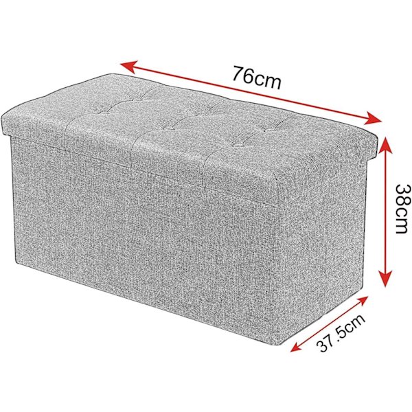 Rootz foldbar opbevaringsskammel med låg - linned Ottoman - Stor kapacitet - Pladsbesparende - Komfortabelt sæde - 76 cm x 38 cm x 37,5 cm