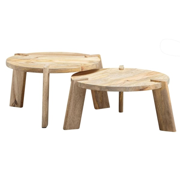 Rootz Set 2 Mango Solid Wood Olohuoneen pöytävalaisin - Pesäpöyt