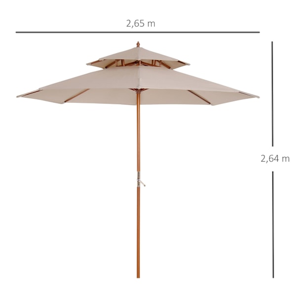 Rootz Wood Parasol - Patioparaply - Sunshade - UV -resistent - 2,65 m x 2,64 timmar