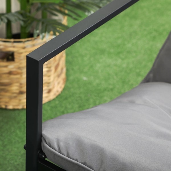 Rootz 4-delt havemøbelsæt - Udendørs terrassesæt - Vejrbestandig - Holdbar stålramme - Komfortable puder - 114 cm x 70 cm x 67 cm - Grå + Sort