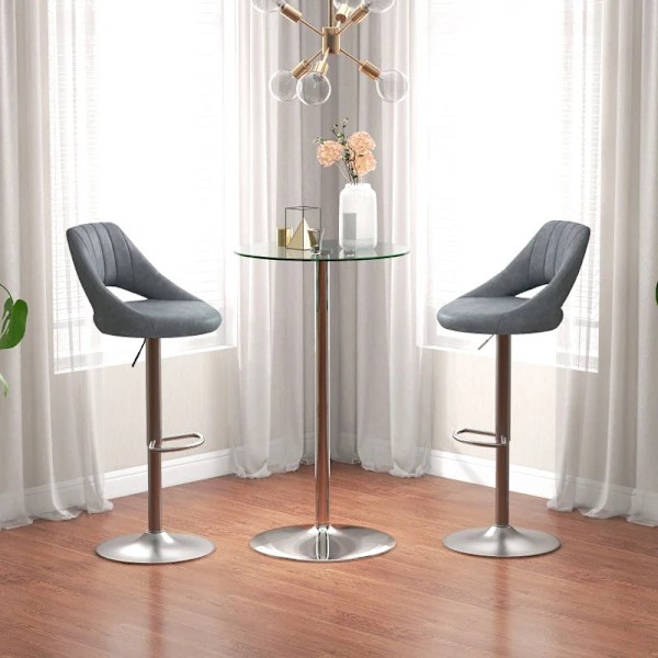 Rootz Barbord - Bord til 2 personer - Moderne design - Rundt bord - Pulverlakeret stål - Sølv - 60 x 60 x 102 cm