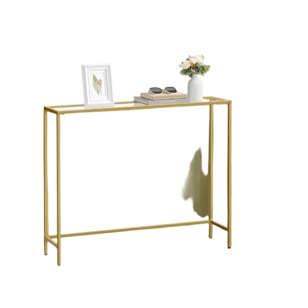 Rootz Subsis Console Table - Hard Glass - Sofatic - Elegant Design - 20x100x80cm Guldtransparent