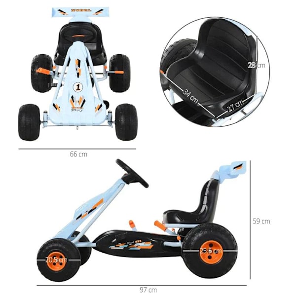 Rootz Go-kart - Lasten ajoneuvo - Lasten lelu - Säädettävä istuin - Lasten - Lasten auto - 97 x 66 x 59 cm