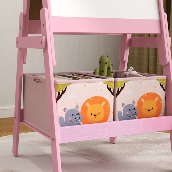 Rootz 2 -in -1 Kids Painting Easel - Whiteboard - Chalkboard - Creative Fun - 49 cm x 53,5 cm x 113 cm - Pink