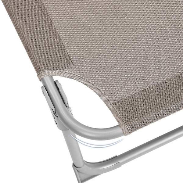 Rootz Solstol - Utomhussolstol - Fällbar solstol - Justerbar solstol - Trädgårdssolstol - Med justerbart ryggstöd - Taupe - 53 x 193 x 29,5 cm