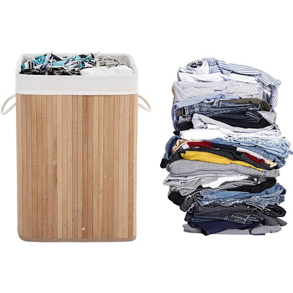 Rootz bambu tvättkorg - hopfällbar förvaringskorg - 72 liter - 40 x 30 x 60 cm