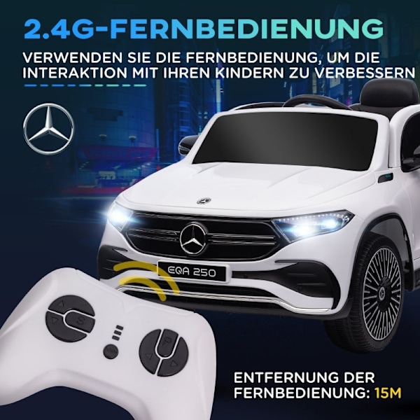 Rootz elektrisk børnebil - Licenseret Mercedes-Benz EQA - Ride-On-bil til børn - Musik & forlygter - Fjernbetjening - 111,5 cm x 69 cm x 52,5 cm - Hvi