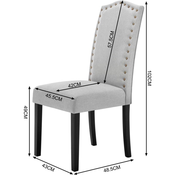 Rootz Set med 4 matstolar - Högryggsstolar - Massivträstolar - Ergonomisk design - Hållbar konstruktion - Golvskydd - Linne ljusgrå - 47cm x 103cm x 6