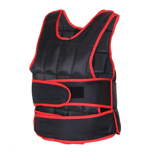 Rootz 20 Kg Träningsväst - Viktväst med dubbla remmar - Justerbar styrka - Träningskondition - Metall - Svart/Röd - 60 x 50 cm