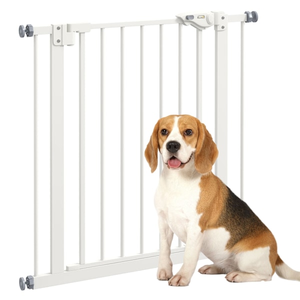 Rootz Dog Door Gate -esde - PET -portti - turvaportti - metalli ja muovi, helppo pääsy, 68w x 77h cm, valkoinen