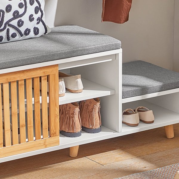 Rootz skoförvaringsbänk - Sittande byrå - Skoställ - Idealisk för familjer - Platsbesparande - Robust design - 101 cm x 46 cm x 35 cm