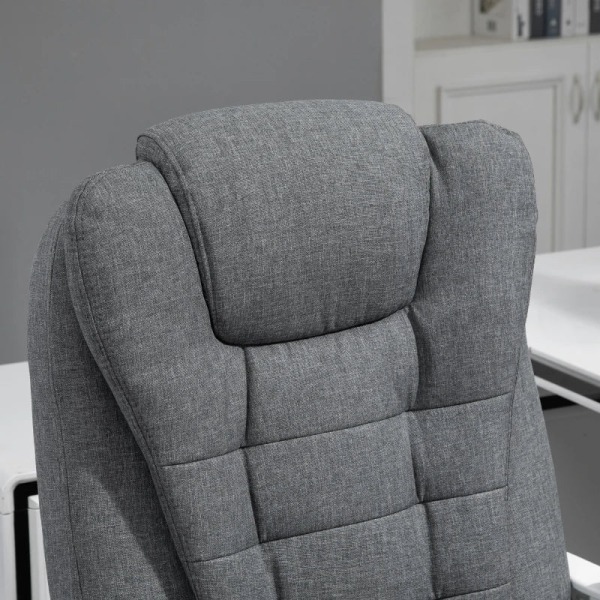 Rootz kontorsstol - Utfällbart fotstöd - Executive Chair - Datorsvängbar rullande - Justerbart ryggstöd - Task Recliner Home - Linnelook - Grå - 65L x