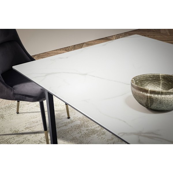 Rootzin suuri suorakaiteen muotoinen ruokapöytä - Moderni marmorinen ulkoasu - Tukevat metallijalat - Istuimet 8 hengelle - 180cm x 90cm x 76cm