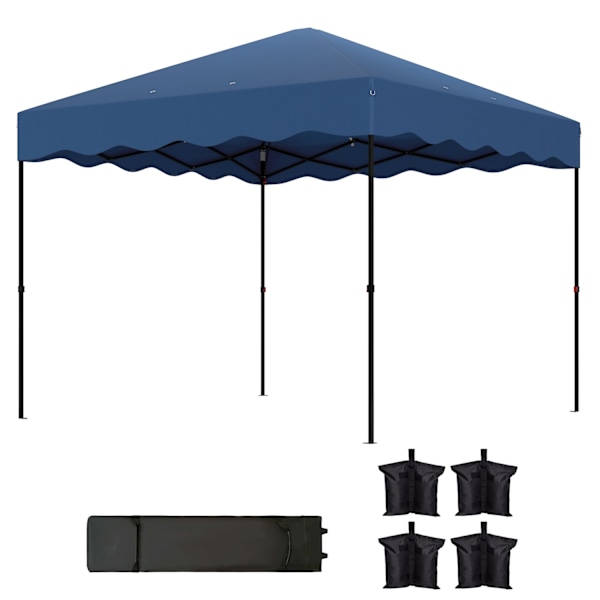 Rootz 3x3m pop -up pavilion - trädgårdstält - höjdjusterbar - UPF50+ UV -skydd - 297x297x287cm - 6-9 personer - blå - rullväska ingår