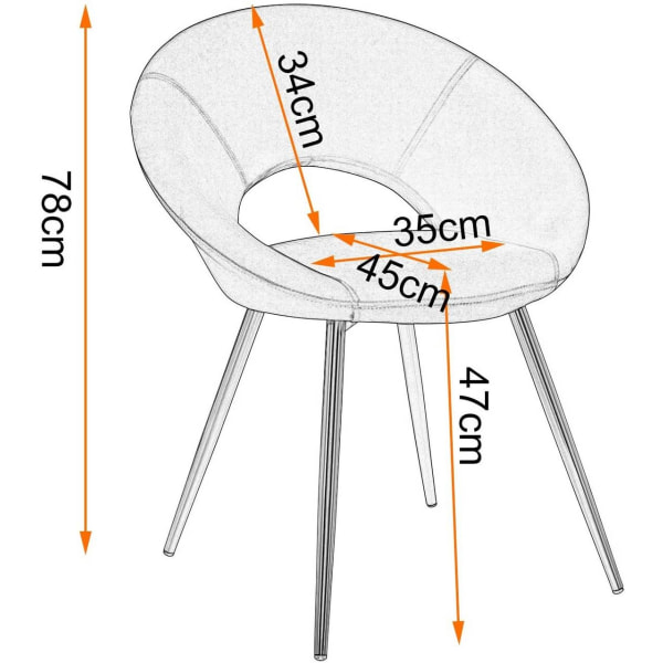 Rootz sæt med 2 fløjls spisestuestole - Elegante stole - Komfortable siddepladser - Stilfuldt design - Holdbar konstruktion - Skridsikker - 78 cm x 35