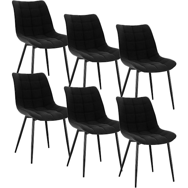 Rootz sæt med 6 spisestuestole - Komfortable siddepladser - Stilfuldt design - Holdbar konstruktion - Linned og metal - 85,5 cm x 46 cm x 40,5 cm